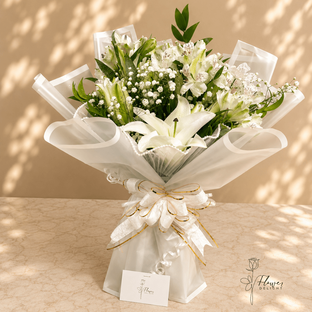 White Lily Bouquet by Flower Delight